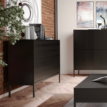 INDUST Komoda Loftowa wąska 100 cm z 3 szufladami i metalowymi nogami