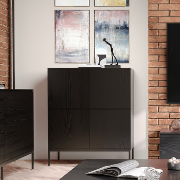 INDUST Komoda Loftowa wysoka 120 cm z drzwiczkami i metalowymi nogami