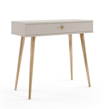 Konsola BOHO z szufladą na wysokich drewnianych nogach + cichy domek - Kaszmir