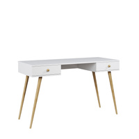 Biurko BOHO 135 cm z dwiema szufladami na drewnianych nogach - Biały mat