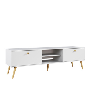 RTV BOHO 170 cm z szufladami na wysokich nogach - Biały mat